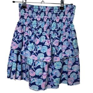 Simply Southern Skirt Women's Small Ruffle Seashells Pink Blue Resortwear Beach